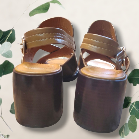 Chloe Gaile Heeled Sandal Leather Slingback Tan 39.5 - Picture 5 of 10